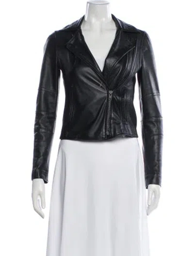 Pre-owned Joie Leather Biker Jacket In Black