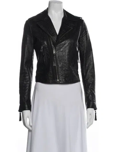 Pre-owned Joie Leather Biker Jacket In Black