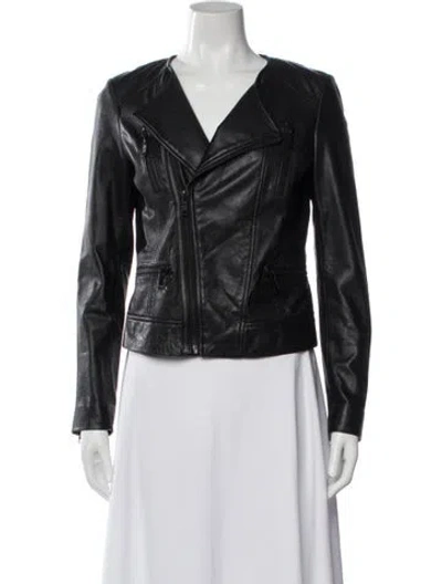 Pre-owned Joie Leather Biker Jacket In Black