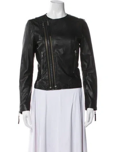 Pre-owned Joie Leather Biker Jacket In Black