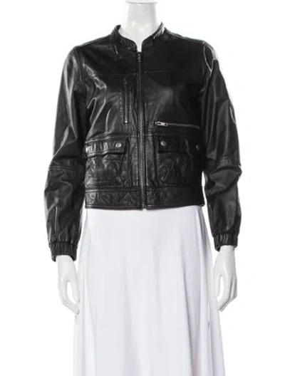 Pre-owned Joie Leather Biker Jacket In Black