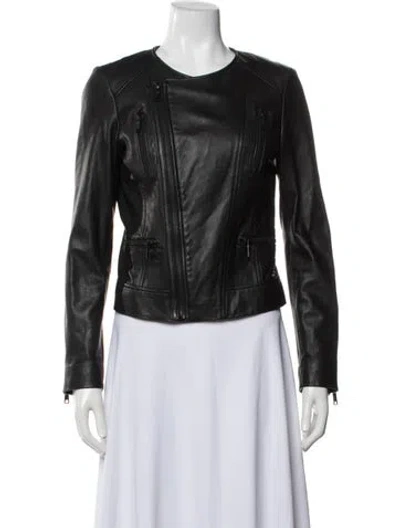 Pre-owned Joie Leather Biker Jacket In Black