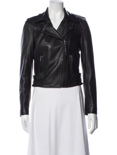 Pre-owned Joie Leather Biker Jacket In Black