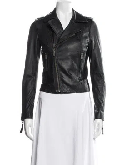 Pre-owned Joie Leather Biker Jacket In Black