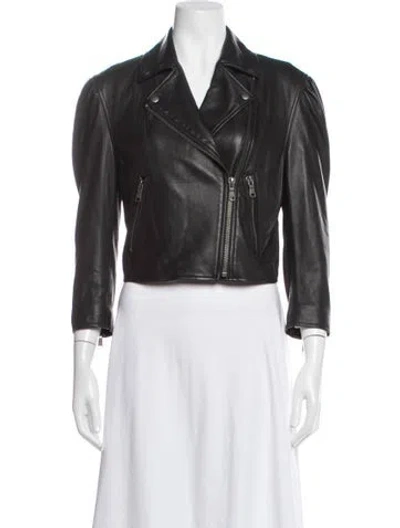 Pre-owned Joie Leather Biker Jacket In Black