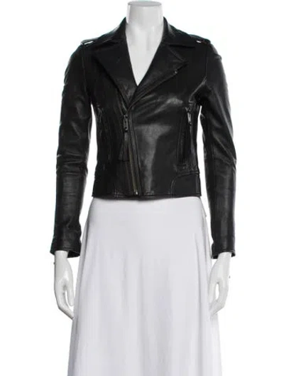 Pre-owned Joie Leather Biker Jacket In Black