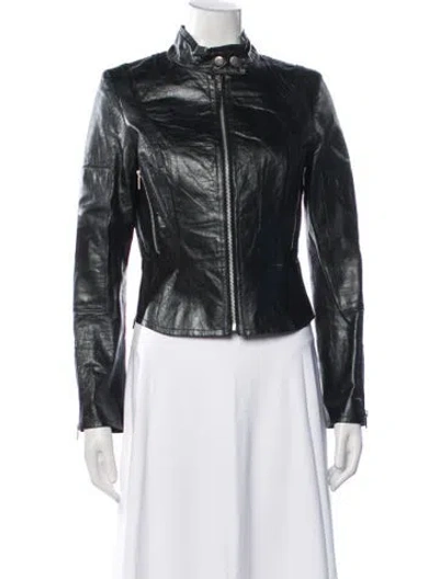 Pre-owned Joie Leather Biker Jacket In Black