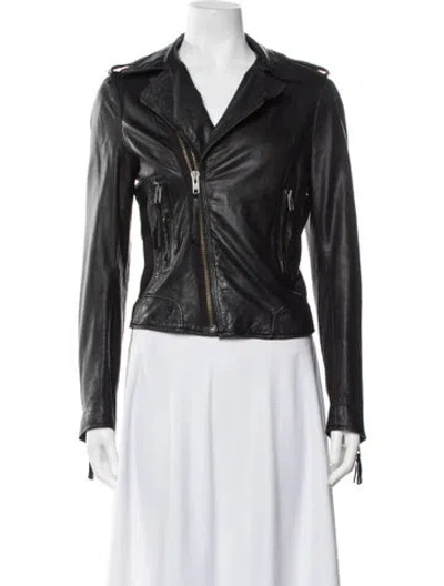 Pre-owned Joie Leather Biker Jacket In Black