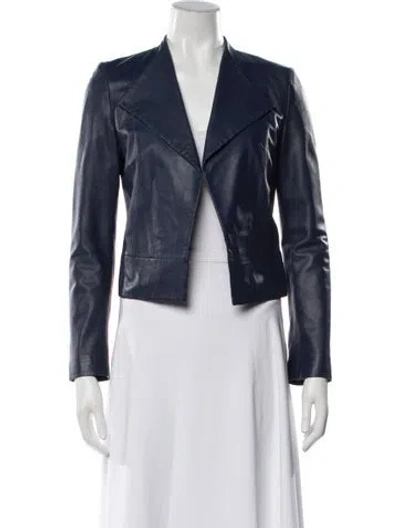 Pre-owned Joie Leather Biker Jacket In Blue