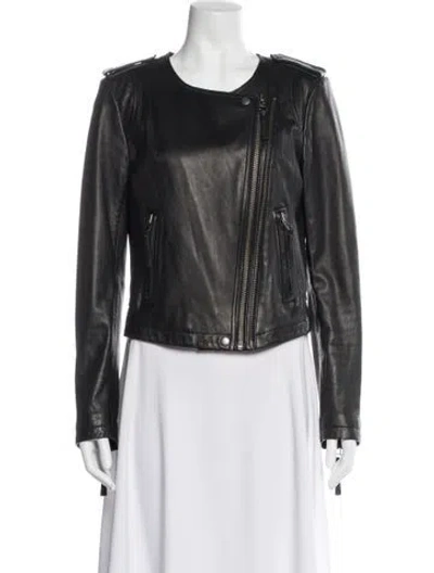 Pre-owned Joie Leather Biker Jacket In Brown