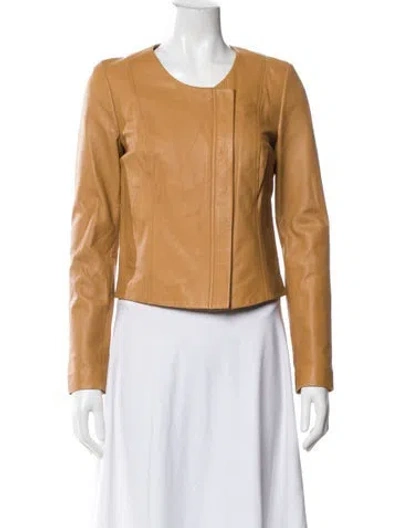 Pre-owned Joie Leather Biker Jacket In Brown