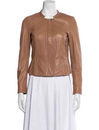 Pre-owned Joie Leather Biker Jacket In Brown
