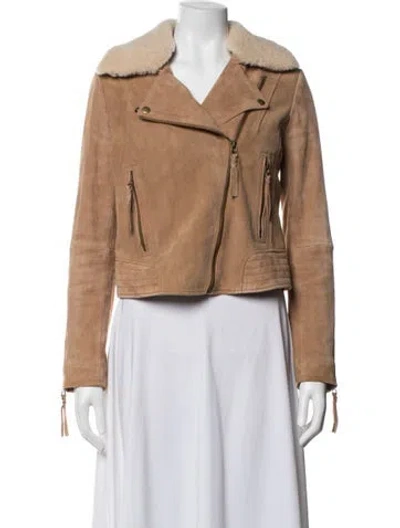 Pre-owned Joie Leather Biker Jacket In Brown