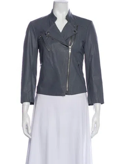 Pre-owned Joie Leather Biker Jacket In Gray