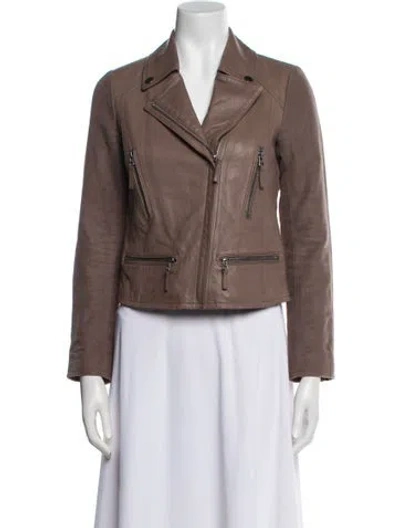 Pre-owned Joie Leather Biker Jacket In Gray