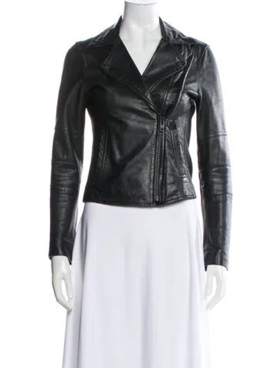 Pre-owned Joie Leather Biker Jacket In Gray