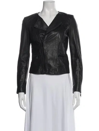 Pre-owned Joie Leather Biker Jacket In Gray