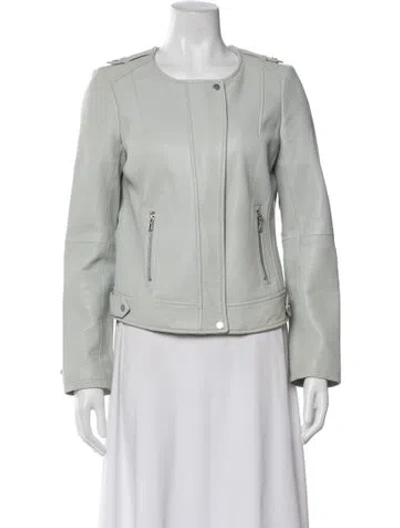 Pre-owned Joie Leather Biker Jacket In Gray