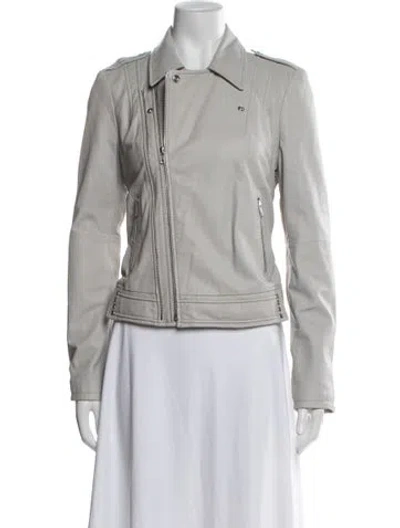 Pre-owned Joie Leather Biker Jacket In Gray