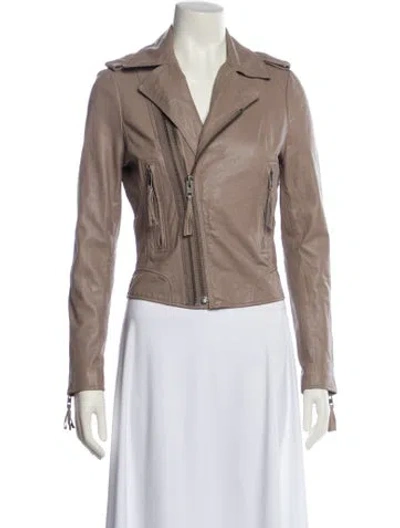 Pre-owned Joie Leather Biker Jacket In Neutral
