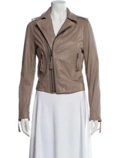 Pre-owned Joie Leather Biker Jacket In Neutral