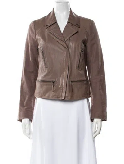Pre-owned Joie Leather Biker Jacket In Neutral