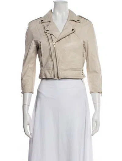 Pre-owned Joie Leather Biker Jacket In Neutral