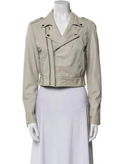 Pre-owned Joie Leather Biker Jacket In Neutral