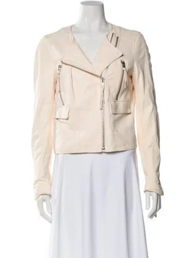 Pre-owned Joie Leather Biker Jacket In Neutrals