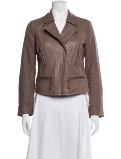 Pre-owned Joie Leather Biker Jacket In Neutrals
