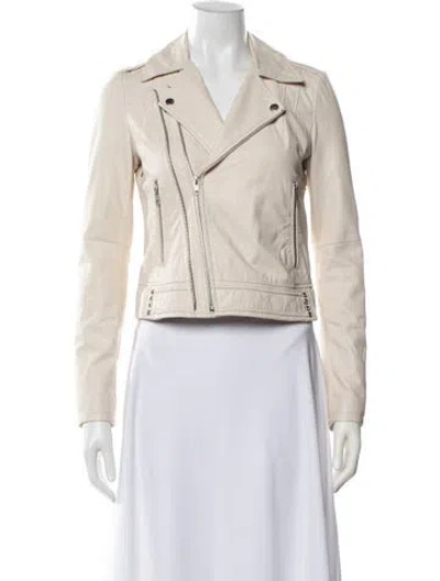 Pre-owned Joie Leather Biker Jacket In Neutrals
