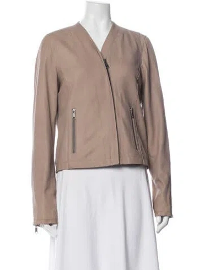 Pre-owned Joie Leather Biker Jacket In Neutrals