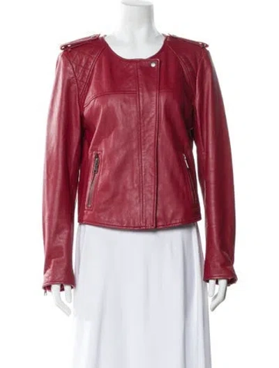 Pre-owned Joie Leather Biker Jacket In Red
