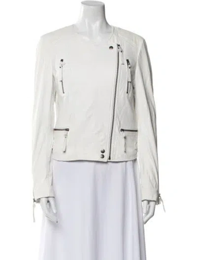 Pre-owned Joie Leather Biker Jacket In White