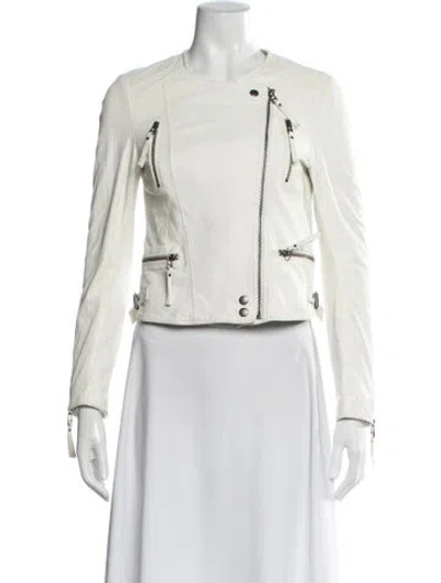 Pre-owned Joie Leather Biker Jacket In White