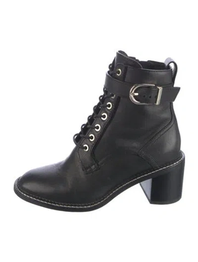 Pre-owned Joie Leather Combat Boots In Black