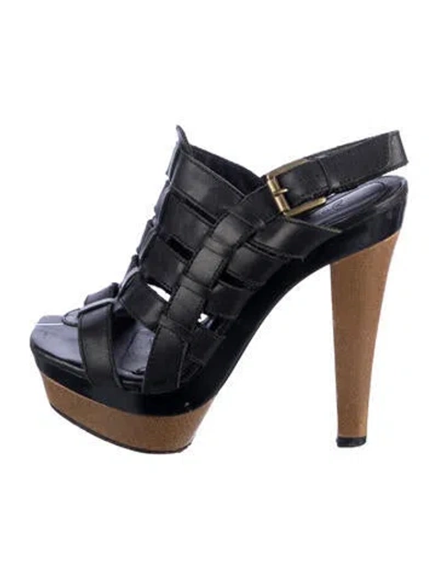 Pre-owned Joie Leather Cutout Accent Sandals In Blue