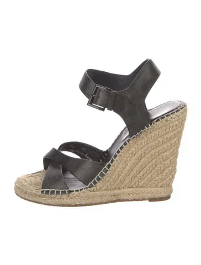 Pre-owned Joie Leather Espadrilles In Black
