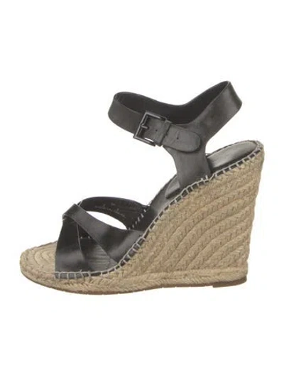 Pre-owned Joie Leather Espadrilles In Black