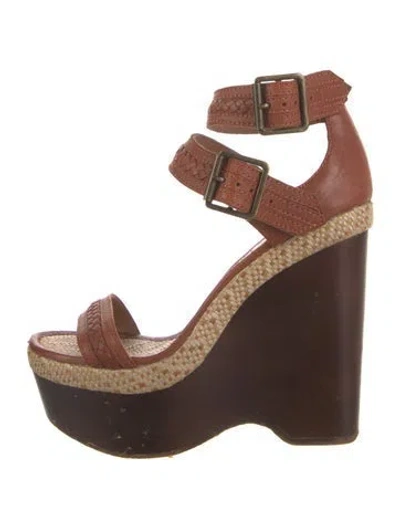 Pre-owned Joie Leather Espadrilles In Brown