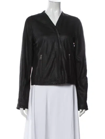 Pre-owned Joie Leather Evening Jacket In Black