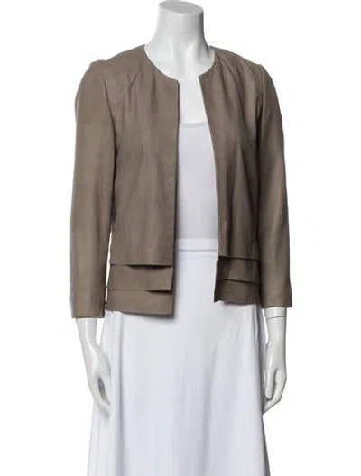 Pre-owned Joie Leather Jacket In Gray