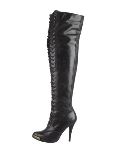 Pre-owned Joie Leather Lace-up Boots In Black