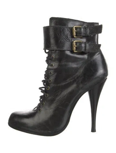 Pre-owned Joie Leather Lace-up Boots In Black