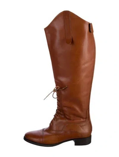 Pre-owned Joie Leather Lace-up Boots In Brown