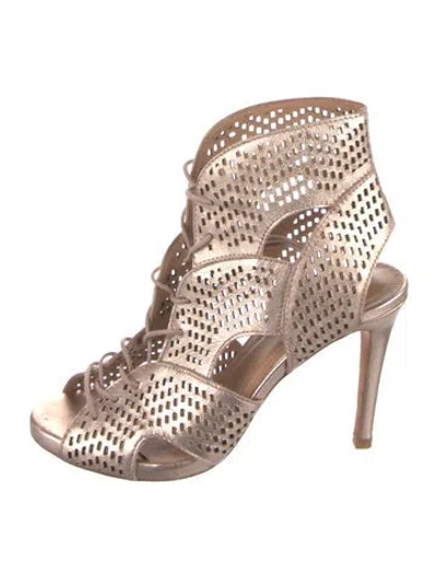 Pre-owned Joie Leather Lasercut Accents Boots In Pink