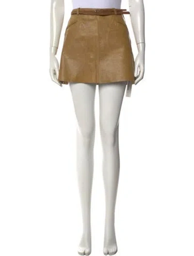 Pre-owned Joie Leather Mini Skirt In Neutral