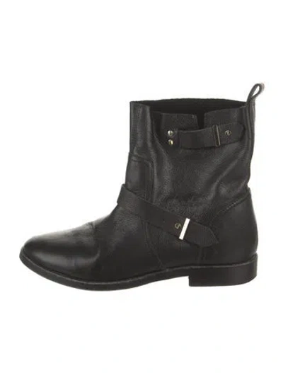 Pre-owned Joie Leather Moto Boots In Black