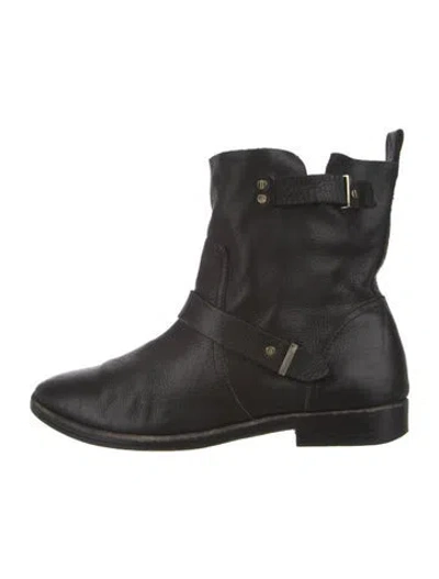 Pre-owned Joie Leather Moto Boots In Black