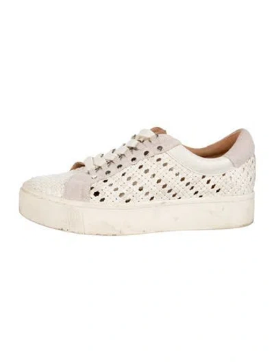 Pre-owned Joie Leather Patterned Sneakers In White